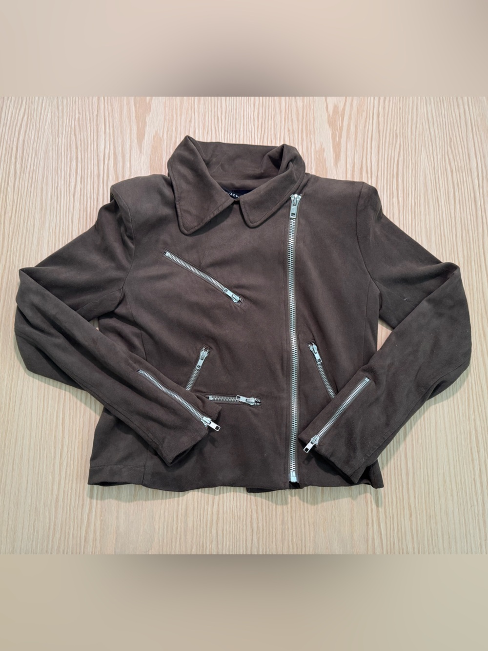 Olivaceous Women’s Olive Green Faux Suede Moto Jacket